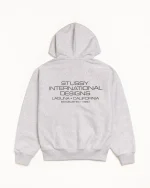 ステューシー インターナショナル デザインズ アッシュ ヘザー ジップ フード-1