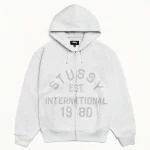 ステューシー エスタブリッシュド アッシュ ヘザー ジップ パーカー