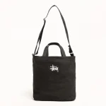 ステューシー キャンバス クロスボディ ウォッ​​シュド ブラック バッグ