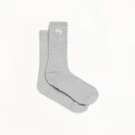 ステューシー グレー ヘザー クルーソックス 3足組