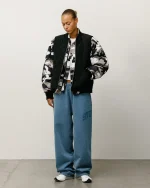 ステューシー サーマル裏地キルティングベスト ブラックジャケット-3