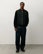 ステューシー サーマル裏地キルティングベスト ブラックジャケット-5