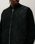 ステューシー サーマル裏地キルティングベスト ブラックジャケット-7