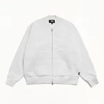 ステューシー サーマル裏地付きフリースボンバーアッシュヘザージャケット