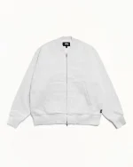 ステューシー サーマル裏地付きフリースボンバーアッシュヘザージャケット