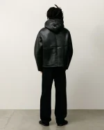 ステューシー シアリング フード付き ブラック ジャケット-5