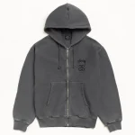ステューシー ストックリンク ピグメントダイ ブラック ジップパーカー