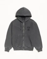 ステューシー ストックリンク ピグメントダイ ブラック ジップパーカー