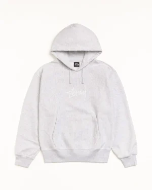 ステューシー ストックロゴ アップリケ アッシュ ヘザー パーカー