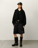 ステューシー ダブルレイヤー ジャージー ブラック ショートパンツ-4