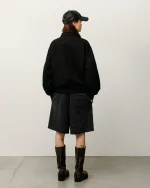 ステューシー ダブルレイヤー ジャージー ブラック ショートパンツ-5