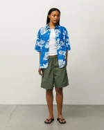 ステューシー ナイロンコート オリーブ ショートパンツ-6