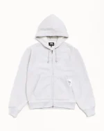 ステューシー パッチ ジップ ニット アッシュ ヘザー パーカー