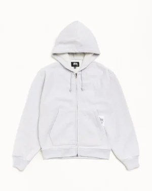 ステューシー パッチ ジップ ニット アッシュ ヘザー パーカー