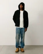 ステューシー パッチ ジップ ニット ブラック パーカー-3