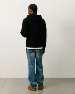 ステューシー パッチ ジップ ニット ブラック パーカー-4