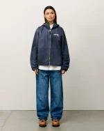 ステューシー ビーチシェル ウェーブダイ ネイビー ジャケット-6