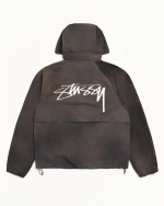 ステューシー ビーチシェル ウェーブダイ ブラック ジャケット-2