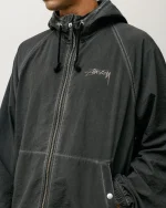 ステューシー ビーチシェル ガーメントダイ ブラック ジャケット-4