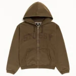 ステューシー フェードグラフィック オリーブ ジップパーカー