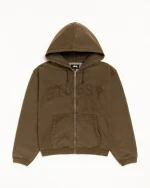 ステューシー フェードグラフィック オリーブ ジップパーカー