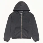 ステューシー フェードグラフィック ジップウォッシュドブラックパーカー