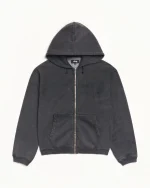 ステューシー フェードグラフィック ジップウォッシュドブラックパーカー