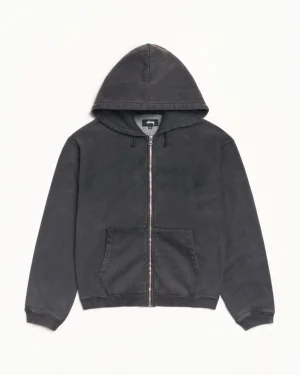 ステューシー フェードグラフィック ジップウォッシュドブラックパーカー