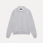 ステューシー フリース ラグラン アッシュ ヘザー ジップ モック