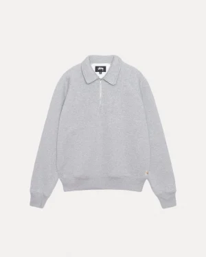 ステューシー フリース ラグラン アッシュ ヘザー ジップ モック