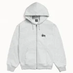 ステューシー ベーシック ジップ アッシュ ヘザー パーカー