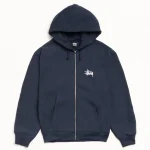 ステューシー ベーシック ジップ ネイビー パーカー