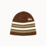 ステューシー ベーシック ストライプ ブラウン スカルキャップ