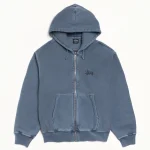 ステューシー ベーシック ピグメントダイ ネイビー ジップパーカー