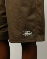 ステューシー ベーシックメッシュ オリーブ ショートパンツ-3