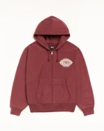 ステューシー マントラ バーガンディ ジップ パーカー