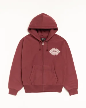 ステューシー マントラ バーガンディ ジップ パーカー