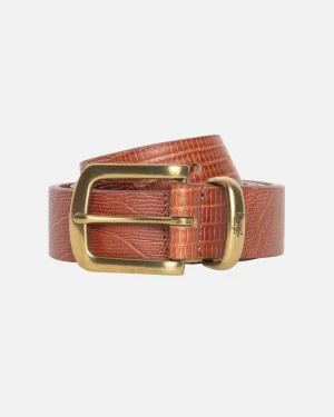 ステューシー リザードテクスチャー アンダーレイ コニャック ベルト