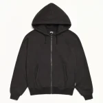 ステューシー リラックスウォッシュドブラックジップパーカー