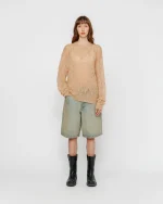 ステューシー ルーズニット クロスケーブル サンドセーター-5