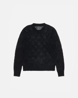 ステューシー ルーズニット クロスケーブル ブラック セーター