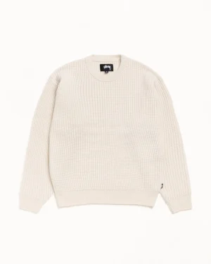 ステューシー ワッフルニット カシミア ナチュラル クルー