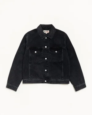 ステューシー 裏地付きデニム トラッカー ヴィンテージ ブラック ジャケット