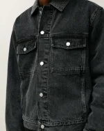 ステューシー 裏地付きデニム トラッカー ヴィンテージ ブラック ジャケット-4