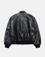 ステューシーのレザーフライトブラックジャケット-2