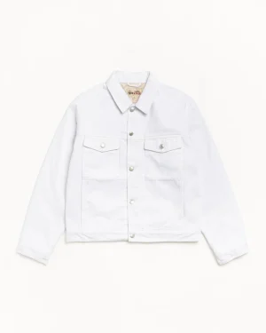 ステューシーの裏地付きデニムトラッカーホワイトジャケット