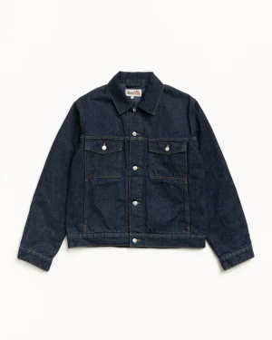 ステューシーの裏地付きデニムトラッカーリンスインディゴジャケット