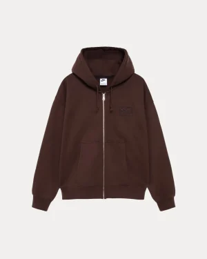 ステューシー＆ナイキ ストーンウォッシュドフリース ダークシンダー ジップパーカー